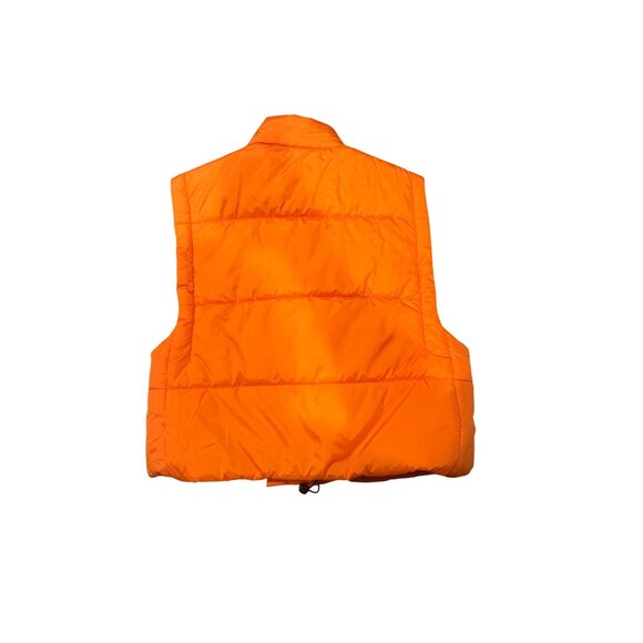 Orange Puffer Vest W/High Neck By Culture Couture M 100% Polyester Lightweight D - Picture 7 of 8